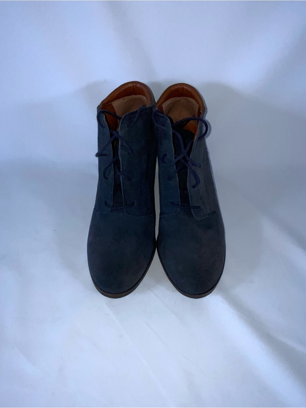 Lucky Brand Navy Suede Lace-Up Ankle Booties